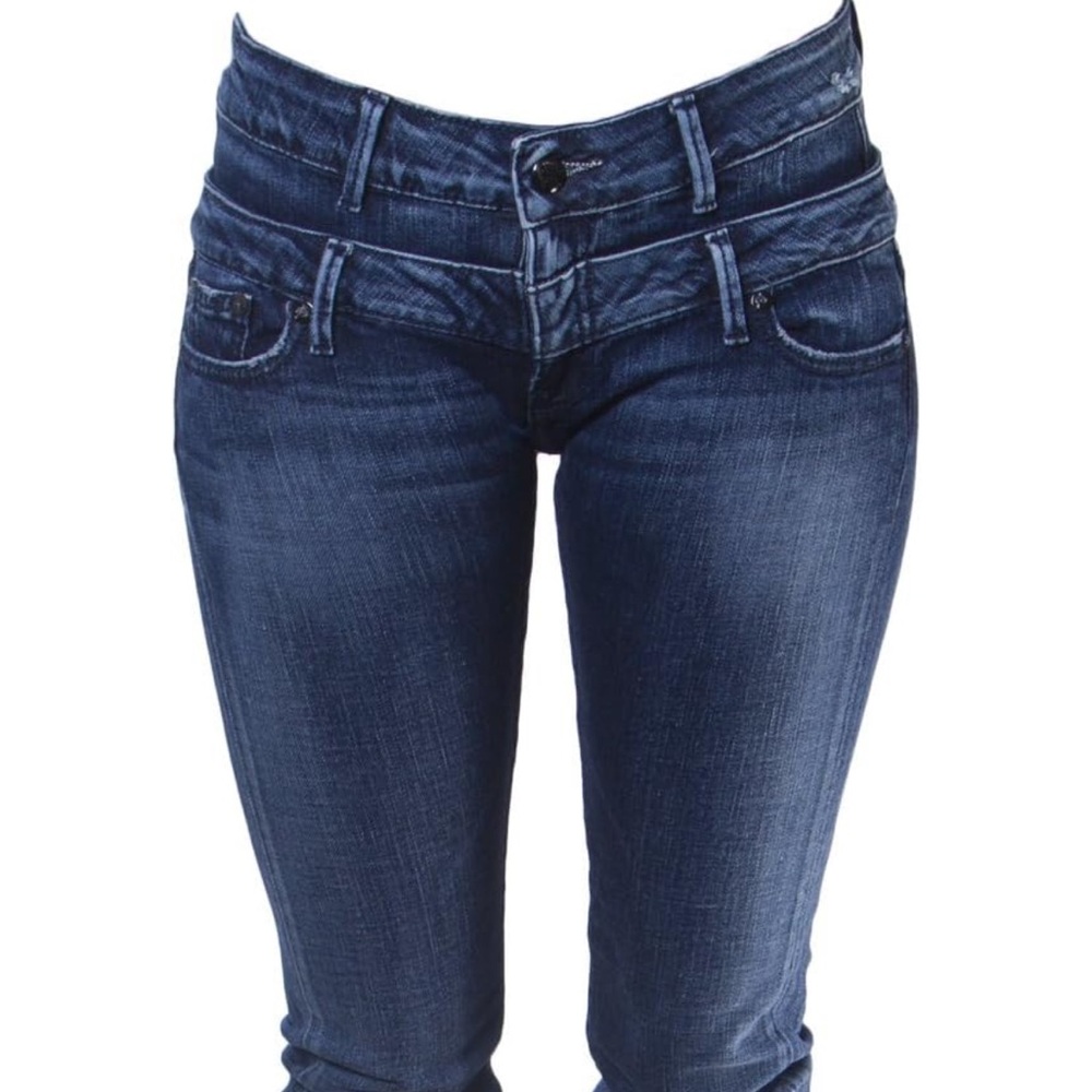 Women's Dark Blue Low-Rise Stretch Jeans